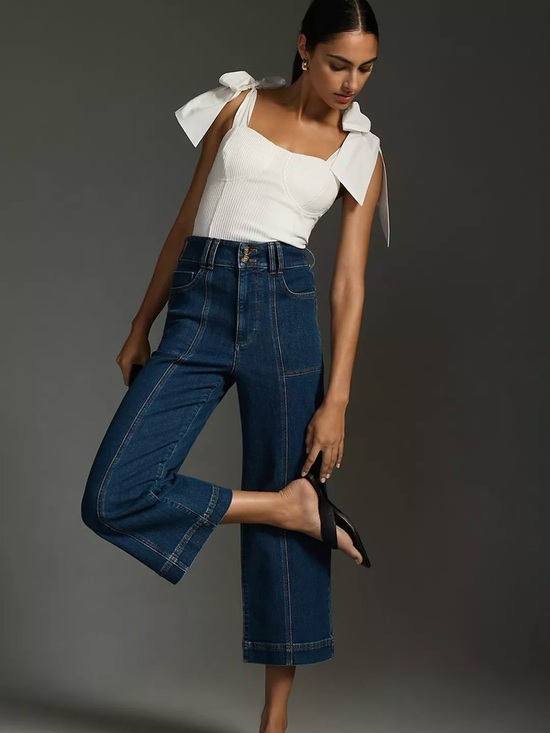 Pilcro Denim - Anthropologie Pilcro | The Skipper Seamed High-Rise Cropped Wide-Leg Jeans ~ 30